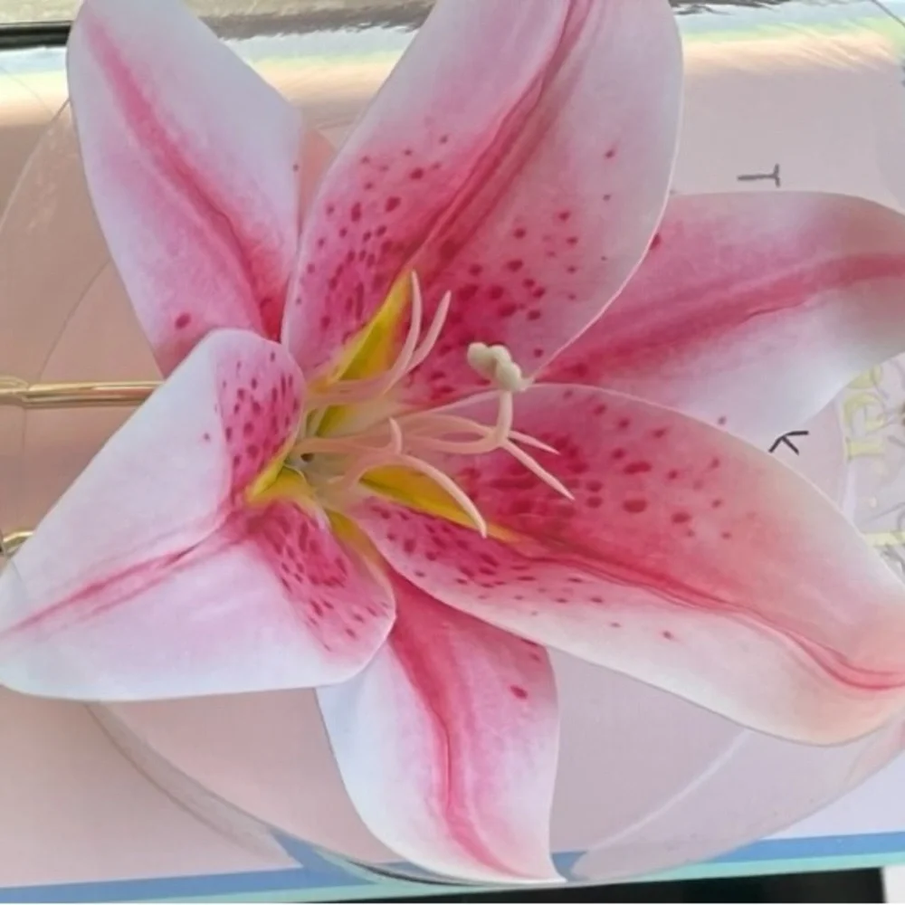 Piper k XL Twist Tuck Pink and White Flower French Hair Pin - Picture 2 of 2
